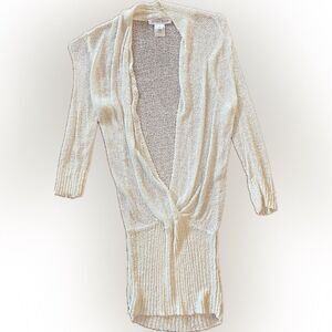 WHITE HOUSE BLACK MARKET Chic Cream Knit Cardigan